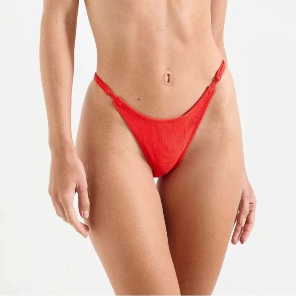 Red Ribbed Bikini Set - Picture 2 of 5